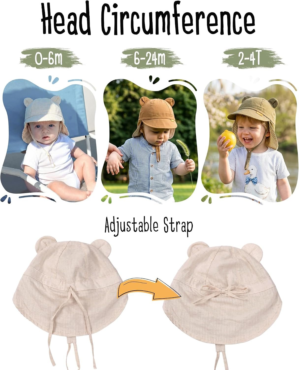 Baby Sun Hat UPF 50+ Toddler Hat with Neck Flap, Breathable Adjustable Fit for Boys & Girls - Image 6