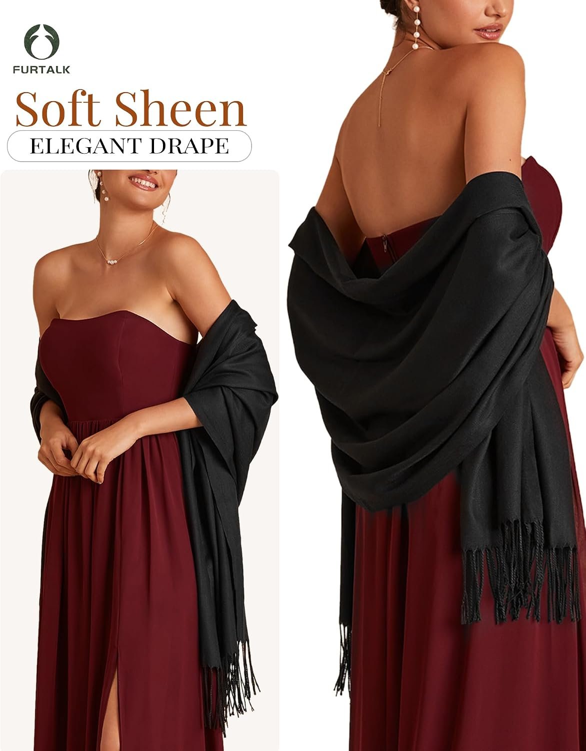 Pashmina Shawls and Wraps for Evening Dress Women's Scarf Wedding Bride Bridesmaid Gifts Winter Scarves - Image 2