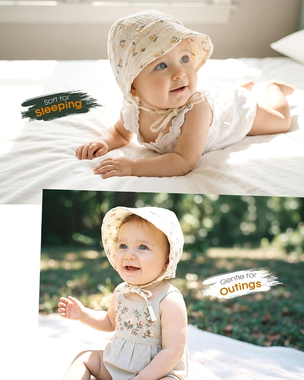 Baby Bonnet Muslin Cotton Soft Adjustable Chin Strap for Infant Boys Girls - Image 5