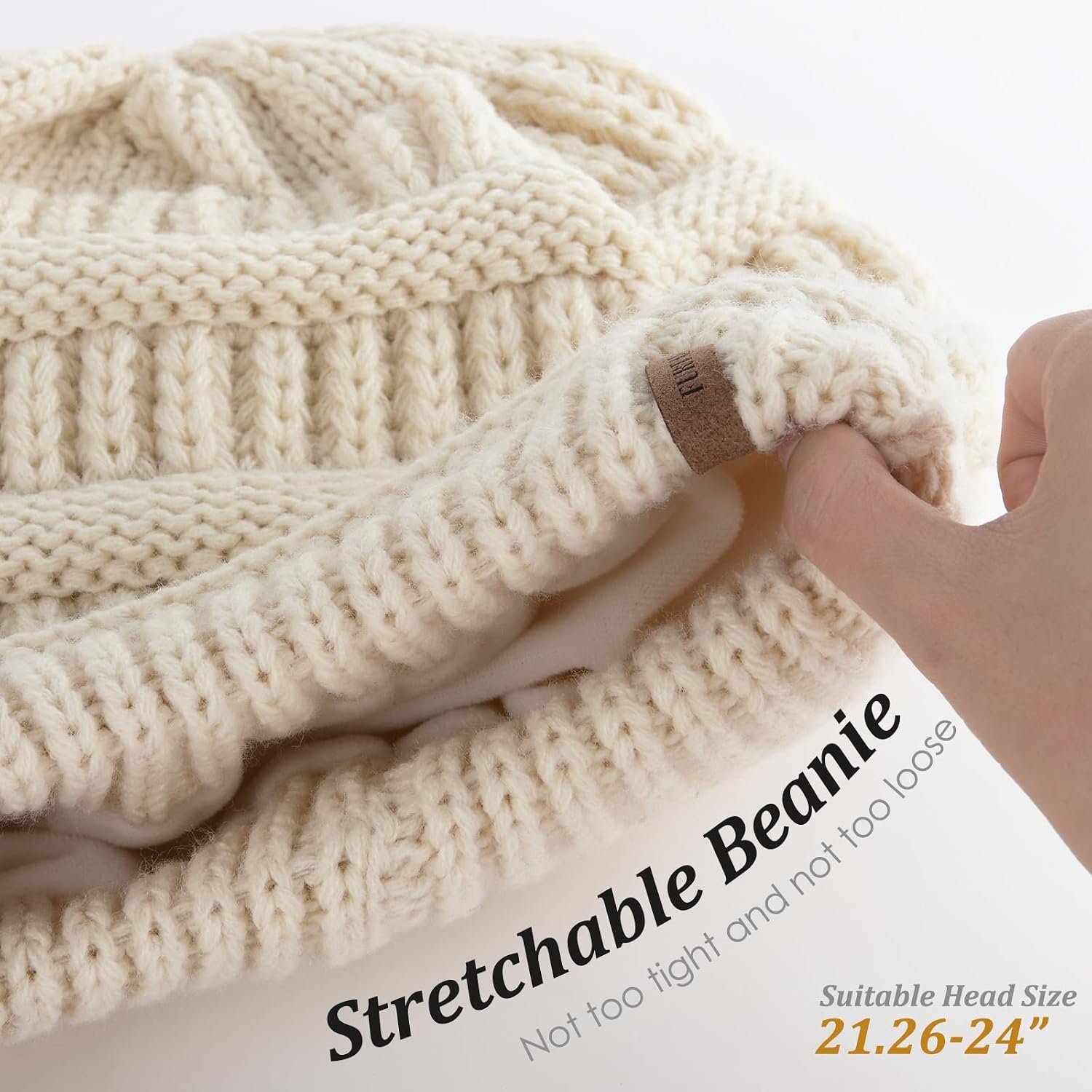 Winter Hats for Women Fleece Lined Knit Beanie Hats Slouchy Warm Beanies Ski Skull Cap - Image 3