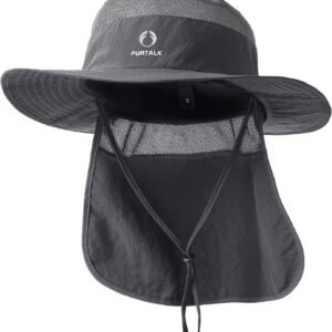 Sun Hats for Men Women Fishing Hat with Neck Flap UPF 80+ Breathable Wide Brim Hiking Safari Summer Bucket Hats