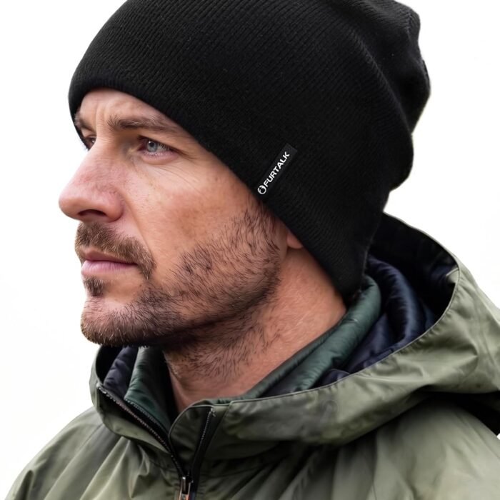 Winter Beanie Hat Men Women Fleece Lining Winter Hats Windproof Knitted Warm Stretchable Cuffless Beanie