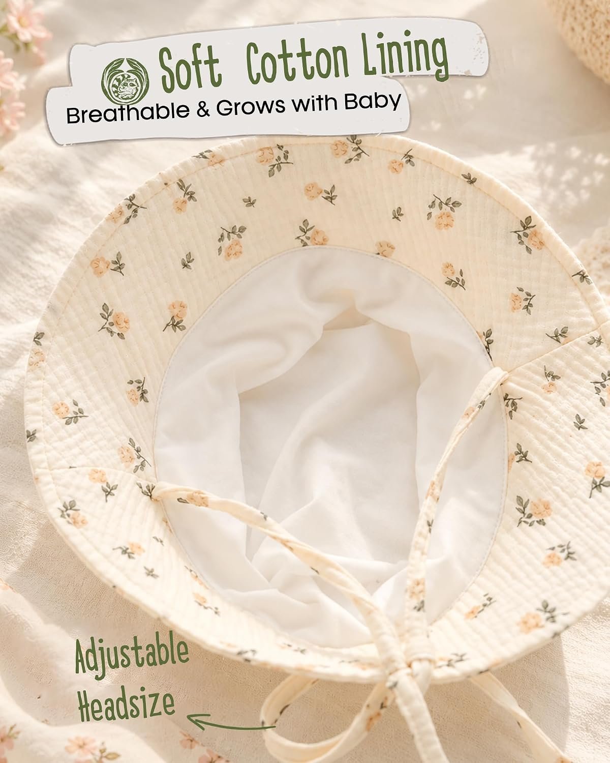Baby Sun Hat Muslin Cotton Toddler Bucket Hat for Girls Boys Wide Brim UPF 50+ Summer Beach Hats - Image 6