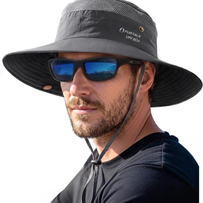 Sun Hats for Men Women UPF Sun Protection Breathable Wide Brim | Nylon UV Protection, Breathable Adjustable, 2-in-1 Wide Brim, Packable Water-Resistant, Fishing Hiking Summer
