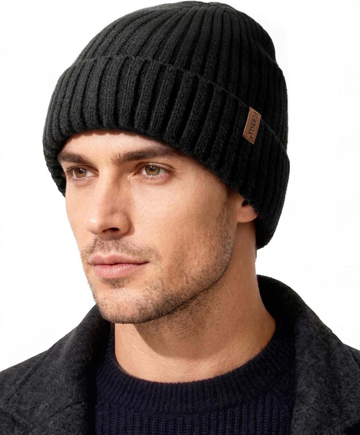 Double Layer Winter Hats for Men Women Beanie Thick Cuffed Warm Ski Hats