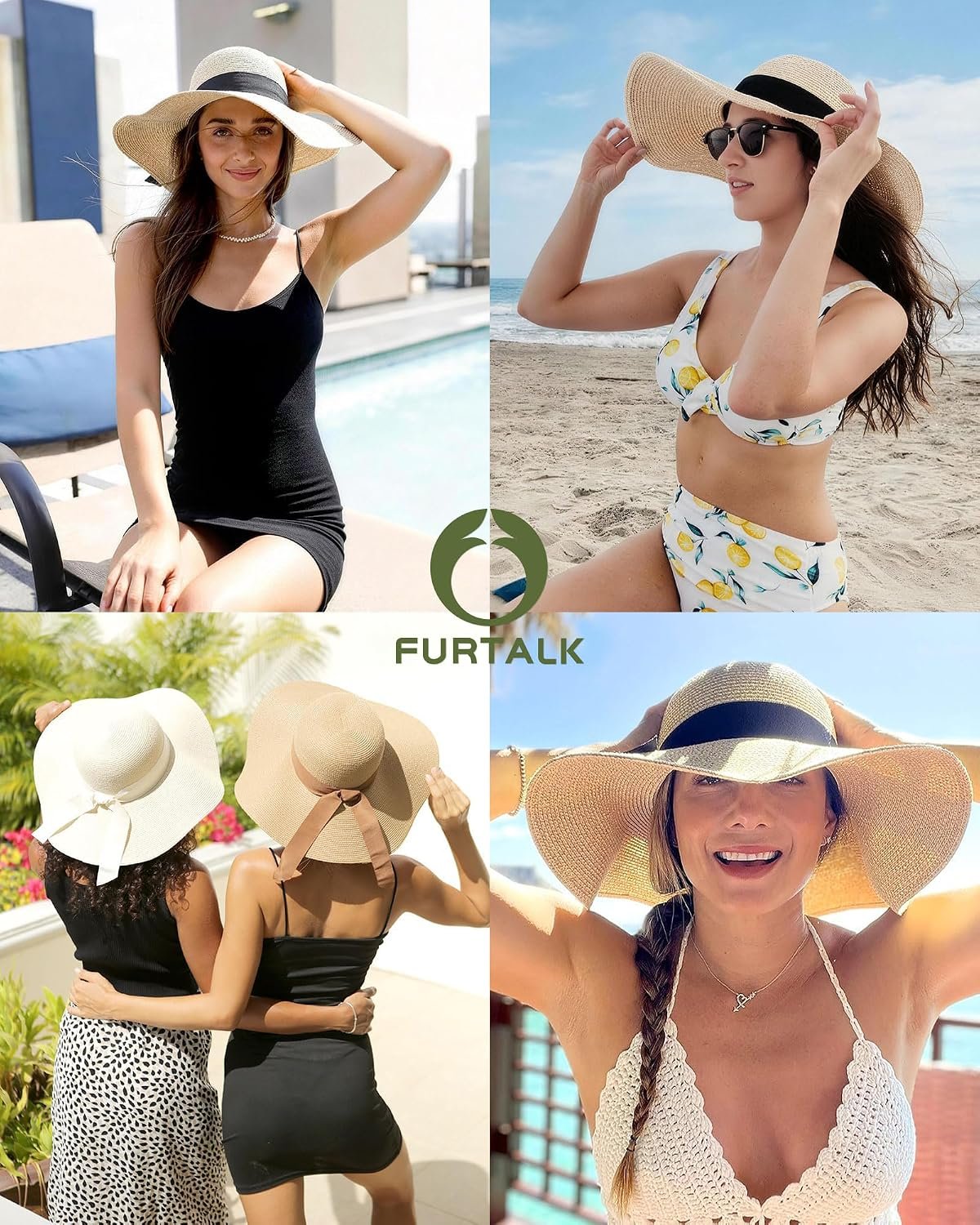 Womens Sun Straw Hat Wide Brim Summer Hat Foldable Packable Floppy Beach Hats for Women - Image 5