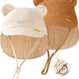 Baby Sun Hat UPF 50+ Toddler Hat with Neck Flap, Breathable Adjustable Fit for Boys & Girls