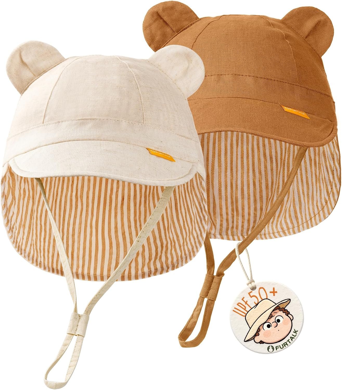 Baby Sun Hat UPF 50+ Toddler Hat with Neck Flap, Breathable Adjustable Fit for Boys & Girls