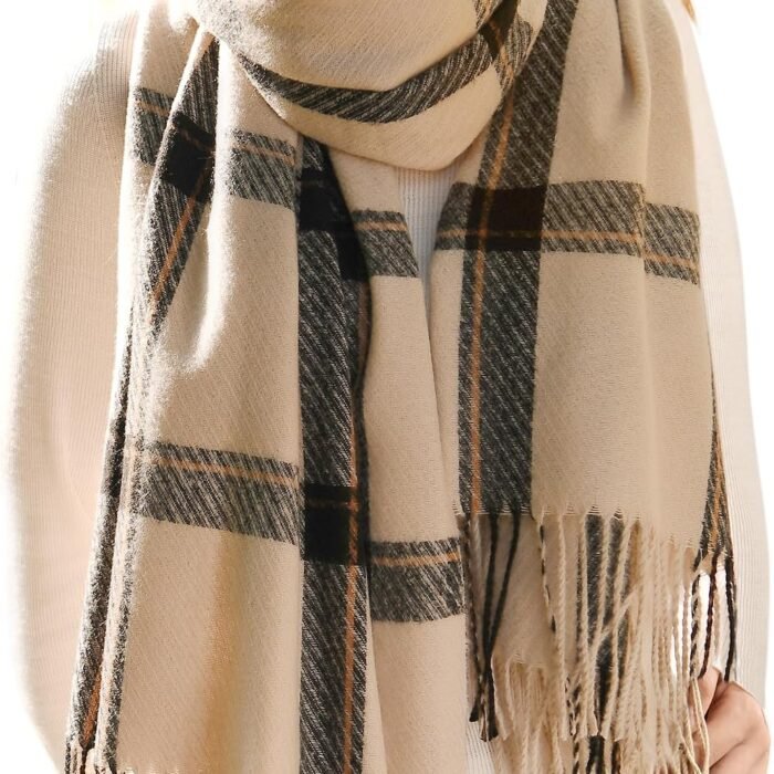 Winter Scarf for Women Shawl Soft Tassel Plaid Large Oversized Scarves Wraps