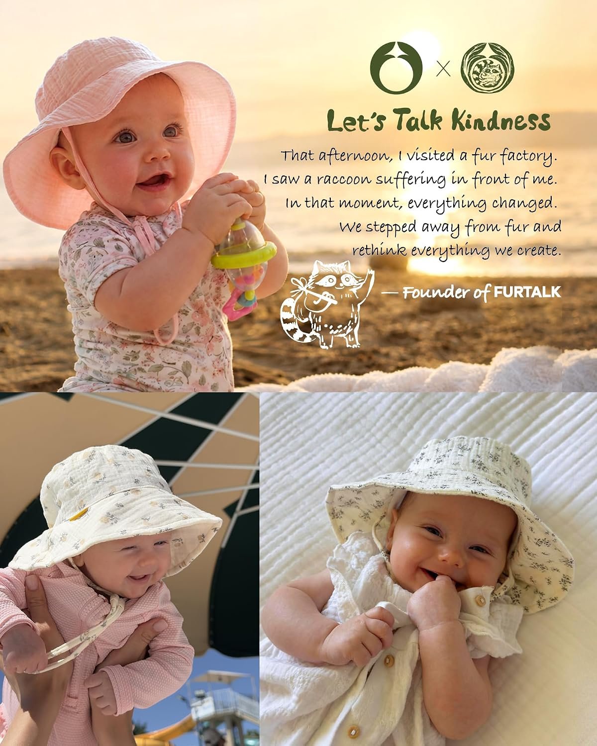 Baby Sun Hat Muslin Cotton Toddler Bucket Hat for Girls Boys Wide Brim UPF 50+ Summer Beach Hats - Image 5