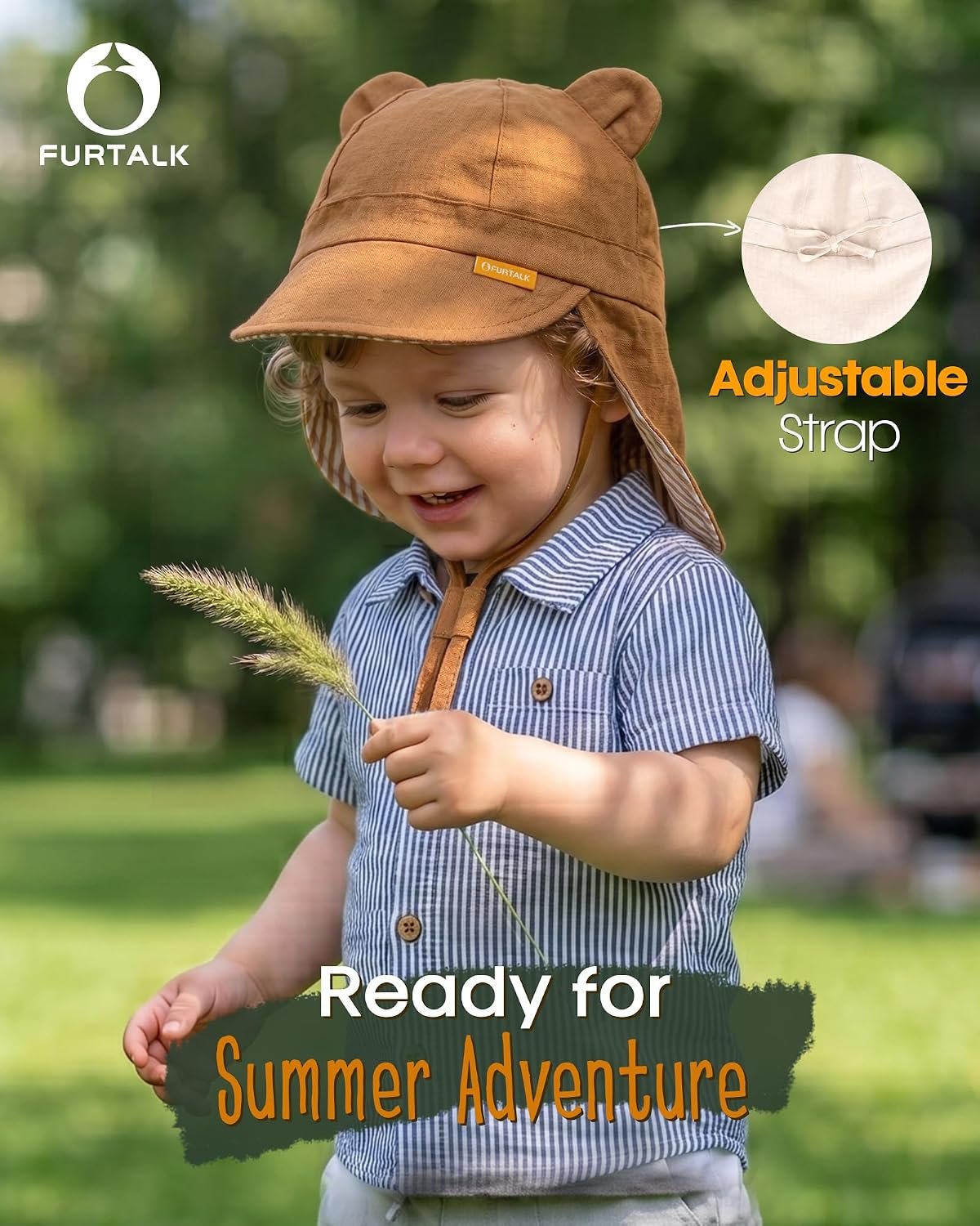 Baby Sun Hat UPF 50+ Toddler Hat with Neck Flap, Breathable Adjustable Fit for Boys & Girls - Image 4