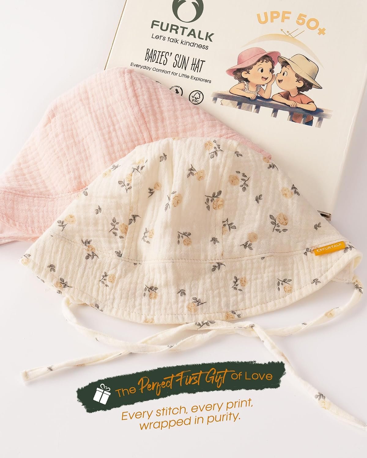 Baby Bonnet Muslin Cotton Soft Adjustable Chin Strap for Infant Boys Girls - Image 6