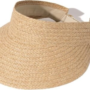 Sun Visor Hats for Women Wide Brim Straw Visors Womens Foldable Beach Visors Summer Packable Ponytail Beach Hat