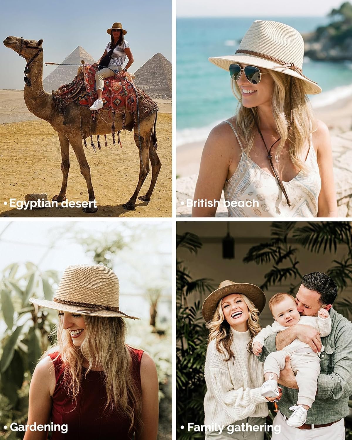 Womens Wide Brim Sun Hat Beach Panama Fedora Straw Summer | Packable for Travel, Braided Strap Decor, Adjustable Chin Cord, Breathable Sweatband, Ideal for Summer Vacations - Image 5