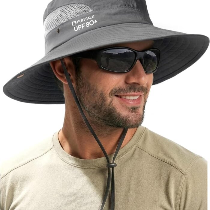Mens Bucket Sun Hat UPF Protection Wide Brim Breathable Fishing Hat | Quick-Dry, Ventilation Mesh, Soft Sweatband, Summer, Hiking, Gardening, Beach, Outdoor