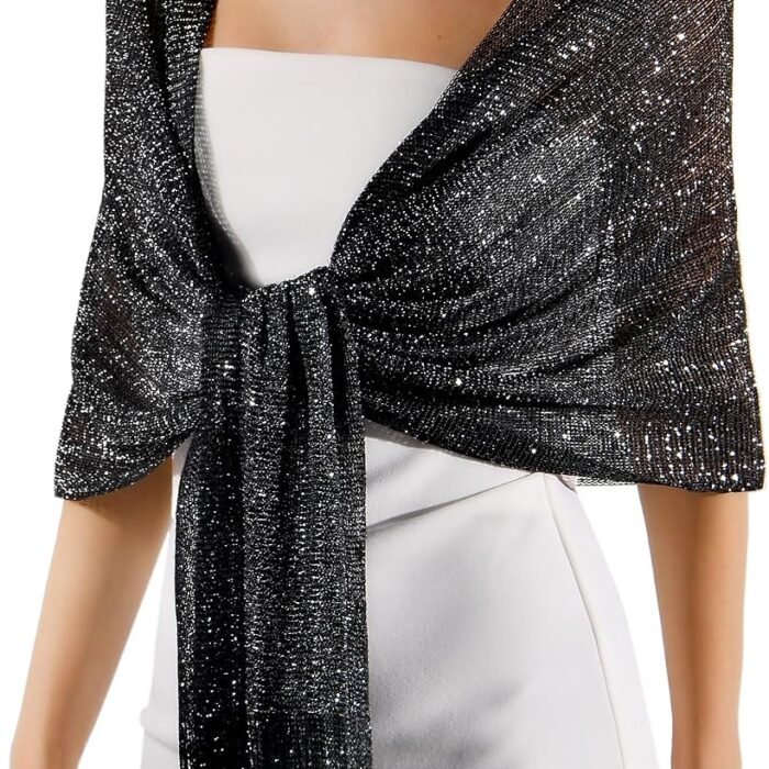 Shawl Wraps for Women Silver Shawls and Wraps for Evening Dresses Sparkling Wedding Party Shawl Gift