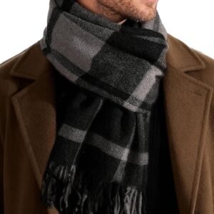 Winter Scarf for Men Long Soft Warm Scarves Plaid Tassel Scarf for Men