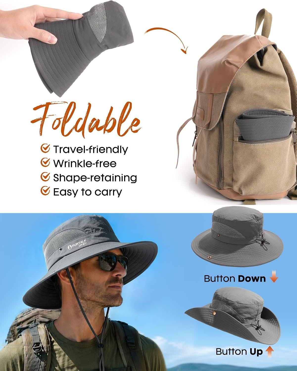 Mens Bucket Sun Hat UPF Protection Wide Brim Breathable Fishing Hat | Quick-Dry, Ventilation Mesh, Soft Sweatband, Summer, Hiking, Gardening, Beach, Outdoor - Image 6