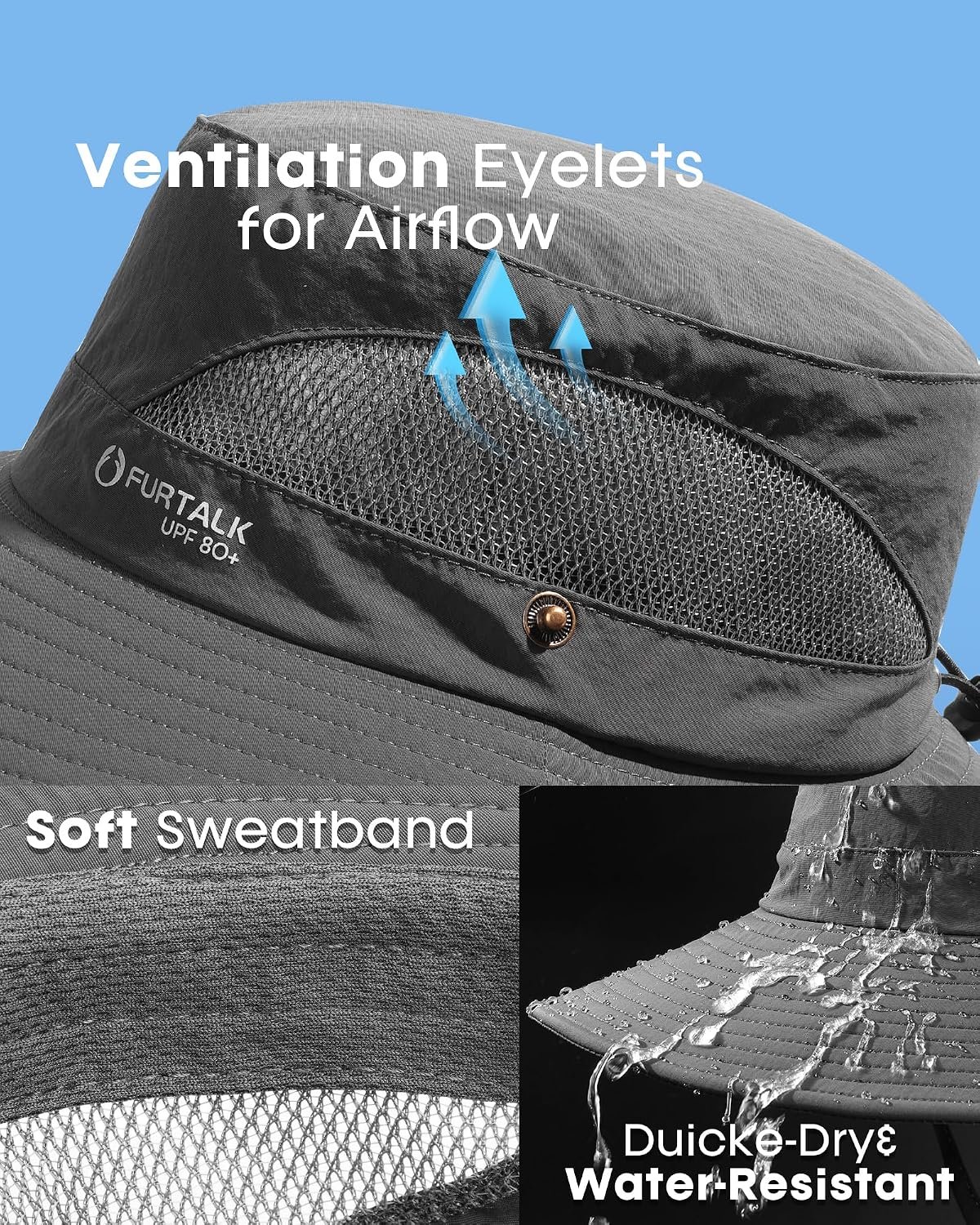 Mens Bucket Sun Hat UPF Protection Wide Brim Breathable Fishing Hat | Quick-Dry, Ventilation Mesh, Soft Sweatband, Summer, Hiking, Gardening, Beach, Outdoor - Image 4
